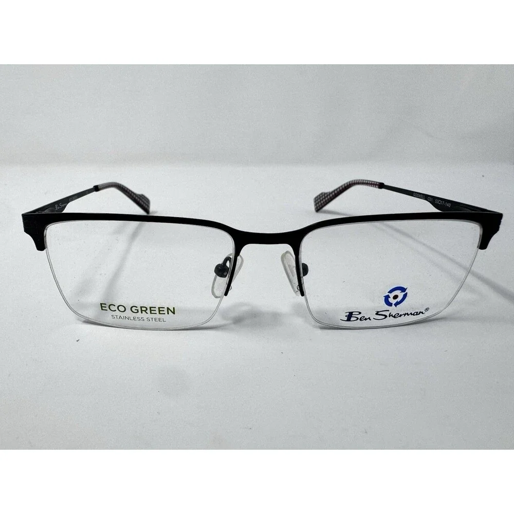 Ben Sherman Goswell Black Plaid Eyeglass Frames New Old Stock 53-17-140